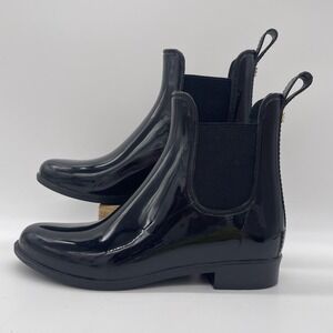 Sam Edelman Womens 6 Rain Boots‎ Tinsley Black Patent Composition Leather Ankle